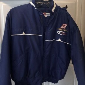 NASCAR Rusty Wallace men’s coat and Miller hat Penske Racing 1990’s size XL.